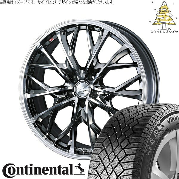 コンチネンタル バイキングコンタクト7 225/55R17 ＋ レオニス MV ブラックメタルコート/ミラーカット 17インチ 7J +47 5H114.3P スタッドレス・ホイール4本セット。1枚目。