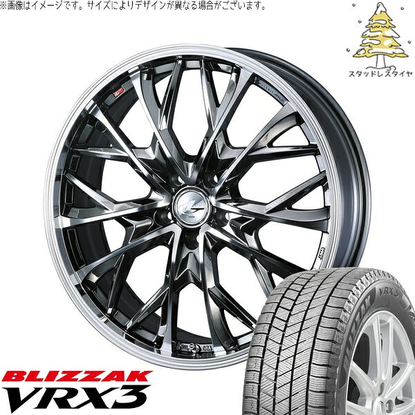 ブリヂストン ブリザック VRX3 195/50R19 ＋ レオニス MV ブラックメタルコート/ミラーカット 19インチ 7.5J +40 5H114.3P スタッドレス・ホイール4本セット。1枚目。