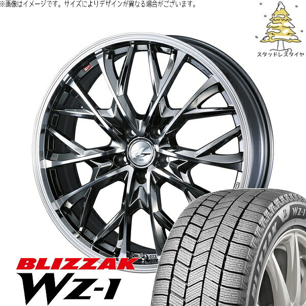 ブリヂストン ブリザック WZ-1 225/40R19 ＋ レオニス MV ブラックメタルコート/ミラーカット 19インチ 8J +43 5H114.3P スタッドレス・ホイール4本セット。1枚目。