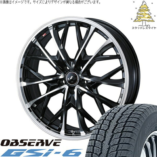 トーヨータイヤ オブザーブ Gsi-6 225/60R17 ＋ レオニス MV パールブラック/ミラーカット 17インチ 7J +47 5H100P スタッドレス・ホイール4本セット。1枚目。