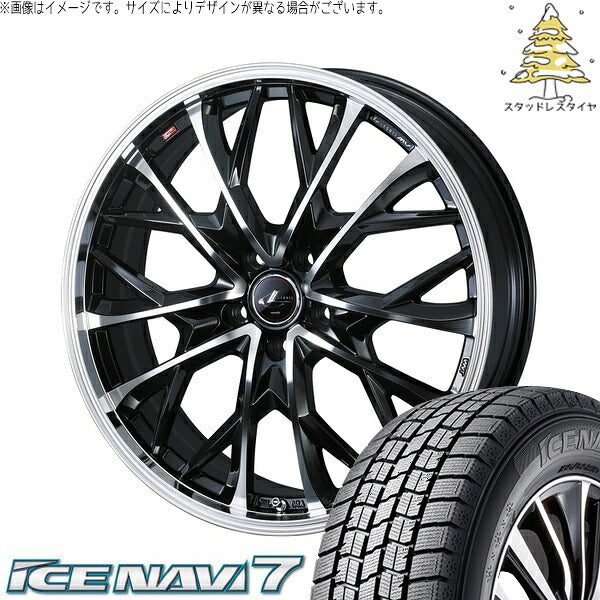 グッドイヤー アイスナビ7 215/55R17 ＋ レオニス MV パールブラック/ミラーカット 17インチ 7J +47 5H114.3P スタッドレス・ホイール4本セット。1枚目。