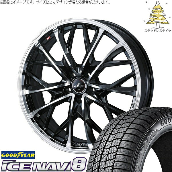 グッドイヤー アイスナビ8 225/50R18 ＋ レオニス MV パールブラック/ミラーカット 18インチ 7J +47 5H114.3P スタッドレス・ホイール4本セット。1枚目。