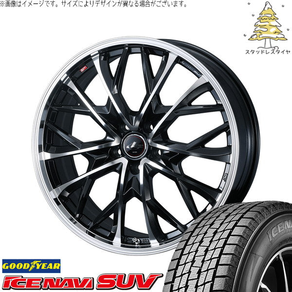 グッドイヤー アイスナビ SUV 215/65R16 ＋ レオニス MV パールブラック/ミラーカット 16インチ 6.5J +40 5H114.3P スタッドレス・ホイール4本セット。1枚目。