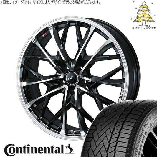 コンチネンタル ノースコンタクト NC7 215/50R17 ＋ レオニス MV パールブラック/ミラーカット 17インチ 7J +42 5H114.3P スタッドレス・ホイール4本セット。1枚目。