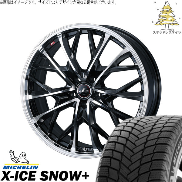 ミシュラン エックスアイス スノー+ 255/45R20 ＋ レオニス MV パールブラック/ミラーカット 20インチ 8J +45 5H114.3P スタッドレス・ホイール4本セット。1枚目。