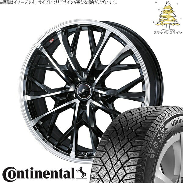 コンチネンタル バイキングコンタクト7 205/65R16 ＋ レオニス MV パールブラック/ミラーカット 16インチ 6.5J +47 5H114.3P スタッドレス・ホイール4本セット。1枚目。