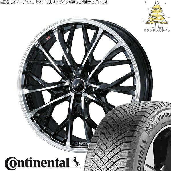 コンチネンタル バイキングコンタクト8 225/55R18 ＋ レオニス MV パールブラック/ミラーカット 18インチ 7J +40 5H114.3P スタッドレス・ホイール4本セット。1枚目。