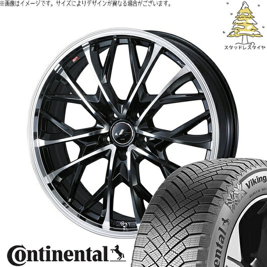 コンチネンタル バイキングコンタクト8 225/40R18 ＋ レオニス MV パールブラック/ミラーカット 18インチ 7J +47 5H114.3P スタッドレス・ホイール4本セット。1枚目。