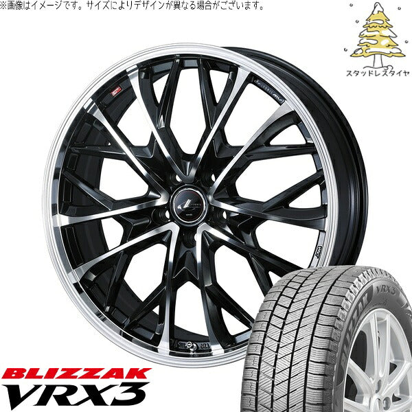 ブリヂストン ブリザック VRX3 205/55R16 ＋ レオニス MV パールブラック/ミラーカット 16インチ 6.5J +47 5H114.3P スタッドレス・ホイール4本セット。1枚目。