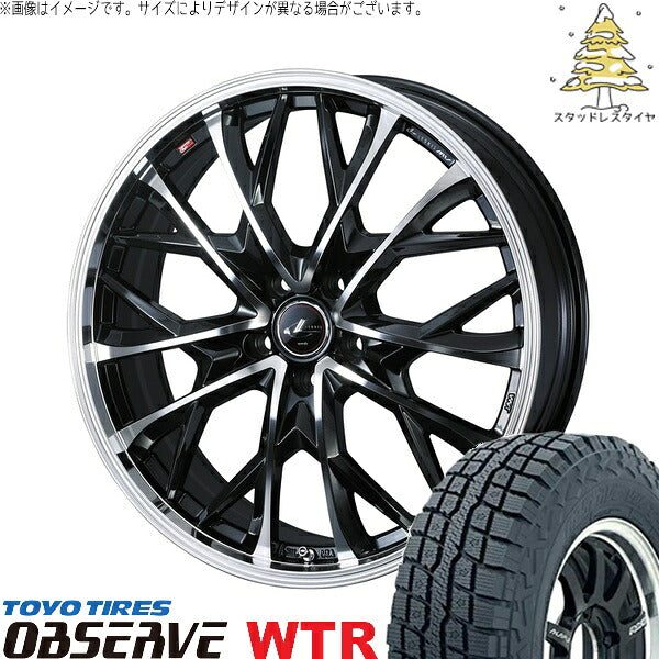 トーヨータイヤ オブザーブ W/T-R 225/70R16 ＋ レオニス MV パールブラック/ミラーカット 16インチ 6.5J +40 5H114.3P スタッドレス・ホイール4本セット。1枚目。