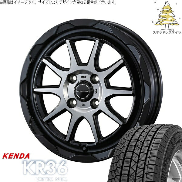 ケンダ アイステックネオ KR36 185/55R16 ＋ マッドヴァンス06 マットブラックポリッシュ 16インチ 6J +40 4H100P スタッドレス・ホイール4本セット。1枚目。