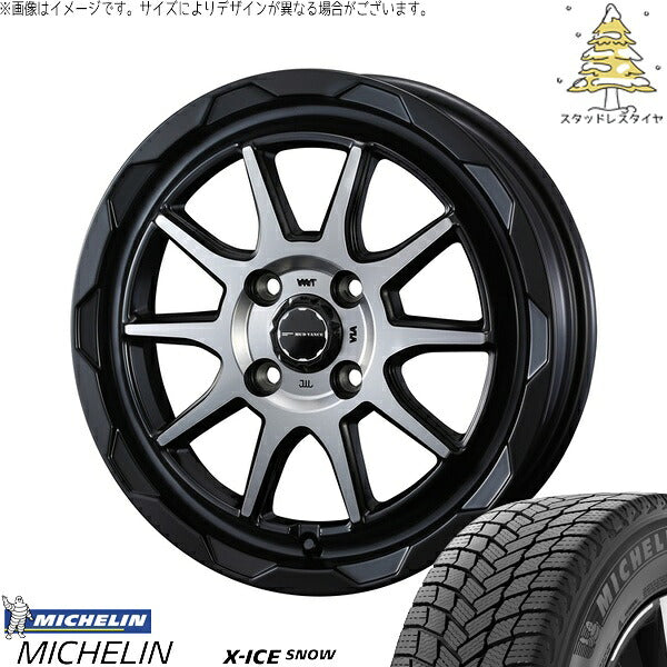 ミシュラン エックスアイス スノー 165/70R14 ＋ マッドヴァンス06 マットブラックポリッシュ 14インチ 4.5J +45 4H100P スタッドレス・ホイール4本セット。1枚目。
