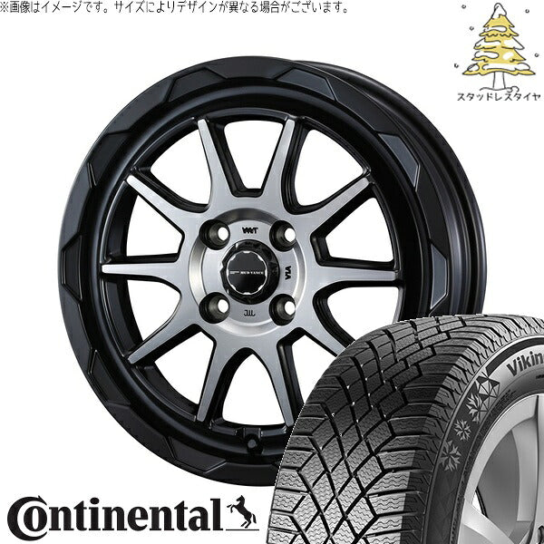 コンチネンタル バイキングコンタクト7 155/65R14 ＋ マッドヴァンス06 マットブラックポリッシュ 14インチ 4.5J +45 4H100P スタッドレス・ホイール4本セット。1枚目。