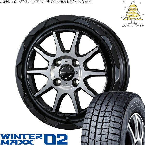 ダンロップ ウィンターマックス02 175/65R15 ＋ マッドヴァンス06 マットブラックポリッシュ 15インチ 4.5J +45 4H100P スタッドレス・ホイール4本セット。1枚目。