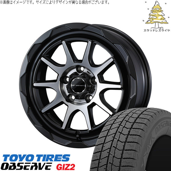 トーヨータイヤ OBSERVE 195/55R16 ＋ マッドヴァンス06 マットブラックポリッシュ 16インチ 6J +40 5H100P スタッドレス・ホイール4本セット。1枚目。