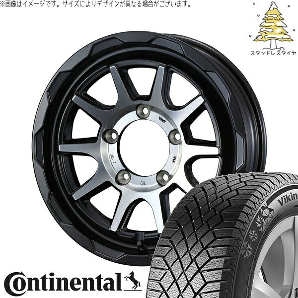 コンチネンタル バイキングコンタクト7 215/70R16 ＋ マッドヴァンス06 マットブラックポリッシュ 16インチ 5.5J +22 5H139.7P スタッドレス・ホイール4本セット。1枚目。