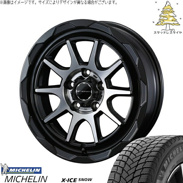 ミシュラン エックスアイス スノー 215/60R17 ＋ マッドヴァンス06 マットブラックポリッシュ 17インチ 7J +40 5H114.3P スタッドレス・ホイール4本セット。1枚目。