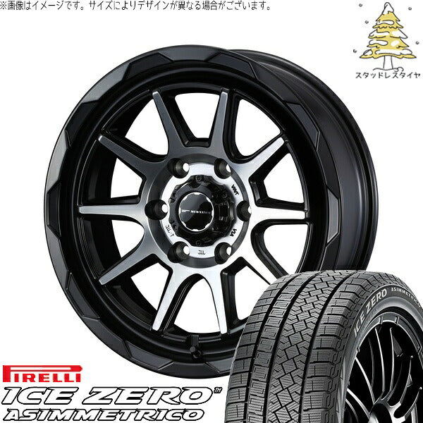 ピレリ アイスゼロアシンメトリコ 215/60R17 ＋ マッドヴァンス06 マットブラックポリッシュ 17インチ 6.5J +38 6H139.7P スタッドレス・ホイール4本セット。1枚目。