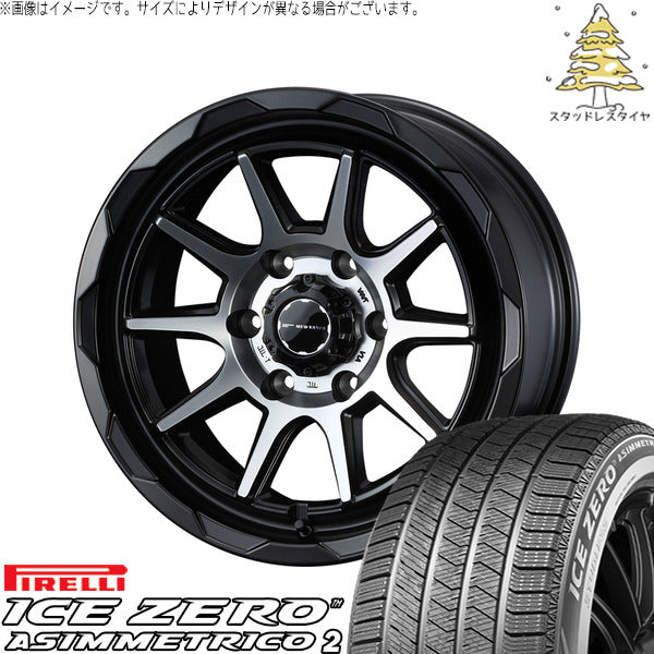 ピレリ アイスゼロアシンメトリコ2 215/65R16 ＋ マッドヴァンス06 マットブラックポリッシュ 16インチ 6.5J +38 6H139.7P スタッドレス・ホイール4本セット。1枚目。