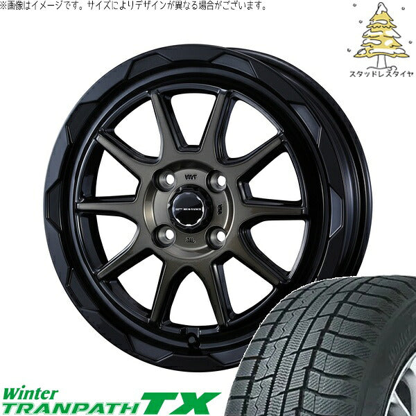 トーヨータイヤ ウィンタートランパス TX 165/55R15 ＋ マッドヴァンス06 ブラックポリッシュ/ブロンズクリア 15インチ 4.5J +45 4H100P スタッドレス・ホイール4本セット。1枚目。