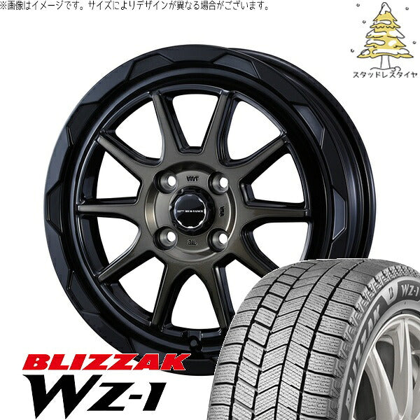ブリヂストン ブリザック WZ-1 155/65R14 ＋ マッドヴァンス06 ブラックポリッシュ/ブロンズクリア 14インチ 4.5J +45 4H100P スタッドレス・ホイール4本セット。1枚目。