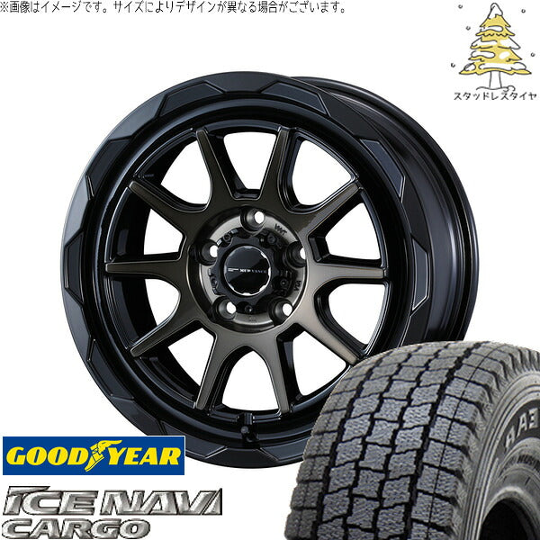 グッドイヤー アイスナビカーゴ 215/70R15 ＋ マッドヴァンス06 ブラックポリッシュ/ブロンズクリア 15インチ 6J ±0 5H139.7P スタッドレス・ホイール4本セット。1枚目。