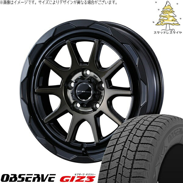 トーヨータイヤ オブザーブ GIZ3 195/50R16 ＋ マッドヴァンス06 ブラックポリッシュ/ブロンズクリア 16インチ 6J +40 5H100P スタッドレス・ホイール4本セット。1枚目。