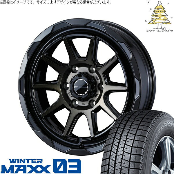 ダンロップ ウィンターマックス03 215/60R17 ＋ マッドヴァンス06 ブラックポリッシュ/ブロンズクリア 17インチ 6.5J +38 6H139.7P スタッドレス・ホイール4本セット。1枚目。
