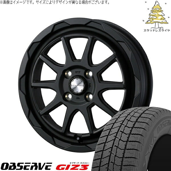 トーヨータイヤ オブザーブ GIZ3 195/55R16 ＋ マッドヴァンス06 フルマットブラック 16インチ 6J +40 4H100P スタッドレス・ホイール4本セット。1枚目。