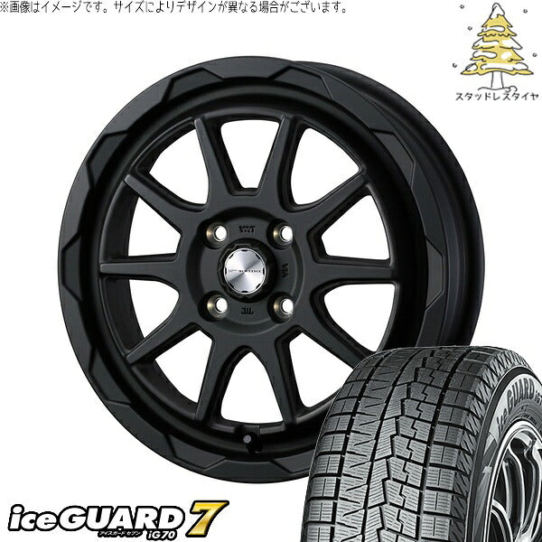 ヨコハマタイヤ アイスガードセブン IG70 165/65R15 ＋ マッドヴァンス06 フルマットブラック 15インチ 4.5J +45 4H100P スタッドレス・ホイール4本セット。1枚目。