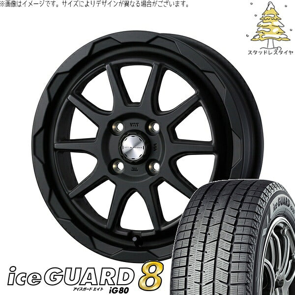 ヨコハマタイヤ アイスガードエイト IG80 185/60R16 ＋ マッドヴァンス06 フルマットブラック 16インチ 6J +40 4H100P スタッドレス・ホイール4本セット。1枚目。