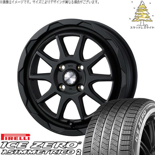 ピレリ アイスゼロアシンメトリコ2 205/55R16 ＋ マッドヴァンス06 フルマットブラック 16インチ 6J +40 4H100P スタッドレス・ホイール4本セット。1枚目。