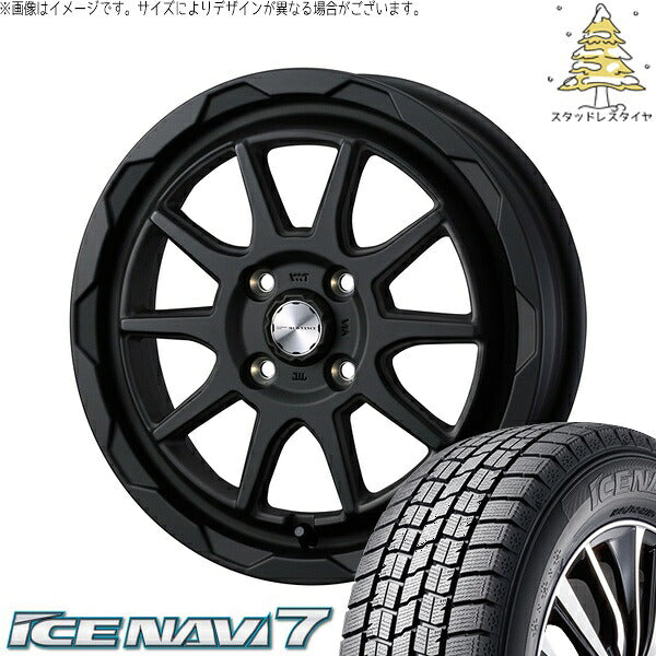 グッドイヤー アイスナビ7 195/65R16 ＋ マッドヴァンス06 フルマットブラック 16インチ 6J +40 4H100P スタッドレス・ホイール4本セット。1枚目。