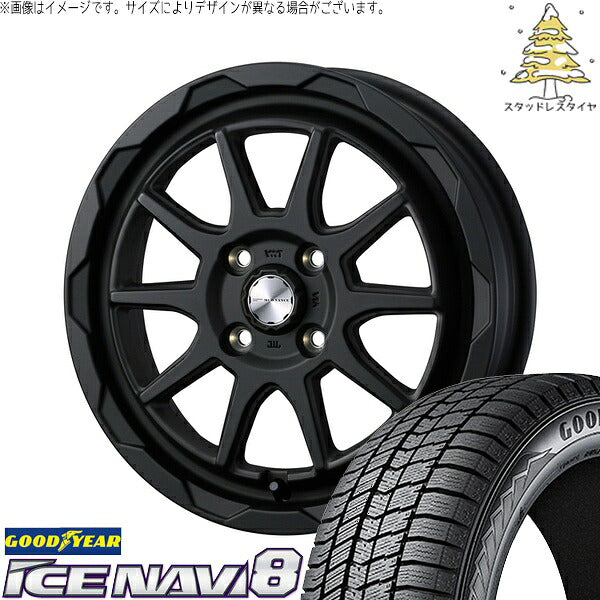 グッドイヤー アイスナビ8 165/70R14 ＋ マッドヴァンス06 フルマットブラック 14インチ 4.5J +45 4H100P スタッドレス・ホイール4本セット。1枚目。