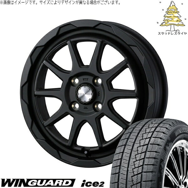 ネクセン ウィンガード アイス2 165/70R14 ＋ マッドヴァンス06 フルマットブラック 14インチ 4.5J +45 4H100P スタッドレス・ホイール4本セット。1枚目。