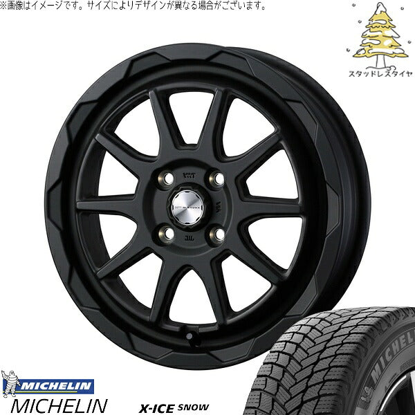ミシュラン エックスアイス スノー 195/65R16 ＋ マッドヴァンス06 フルマットブラック 16インチ 6J +40 4H100P スタッドレス・ホイール4本セット。1枚目。