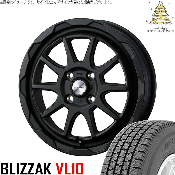 ブリヂストン ブリザック VL10 145/80R12 ＋ マッドヴァンス06 フルマットブラック 12インチ 4J +40 4H100P スタッドレス・ホイール4本セット。1枚目。