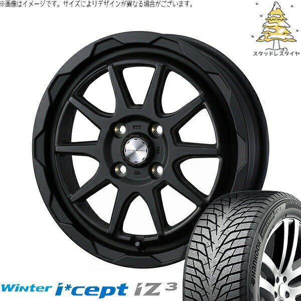 ハンコック ウィンターアイセプト IZ3 W636 195/55R16 ＋ マッドヴァンス06 フルマットブラック 16インチ 6J +40 4H100P スタッドレス・ホイール4本セット。1枚目。