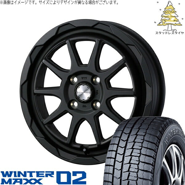 ダンロップ ウィンターマックス02 175/60R16 ＋ マッドヴァンス06 フルマットブラック 16インチ 6J +40 4H100P スタッドレス・ホイール4本セット。1枚目。