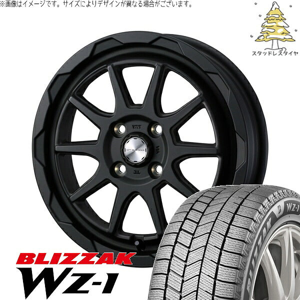ブリヂストン ブリザック WZ-1 185/55R16 ＋ マッドヴァンス06 フルマットブラック 16インチ 6J +40 4H100P スタッドレス・ホイール4本セット。1枚目。