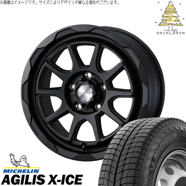 ミシュラン AGILIS X-ICE 195/80R15 ＋ マッドヴァンス06 フルマットブラック 15インチ 6J ±0 5H139.7P スタッドレス・ホイール4本セット。1枚目。