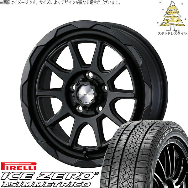 ピレリ アイスゼロアシンメトリコ 195/65R16 ＋ マッドヴァンス06 フルマットブラック 16インチ 6J +40 5H100P スタッドレス・ホイール4本セット。1枚目。