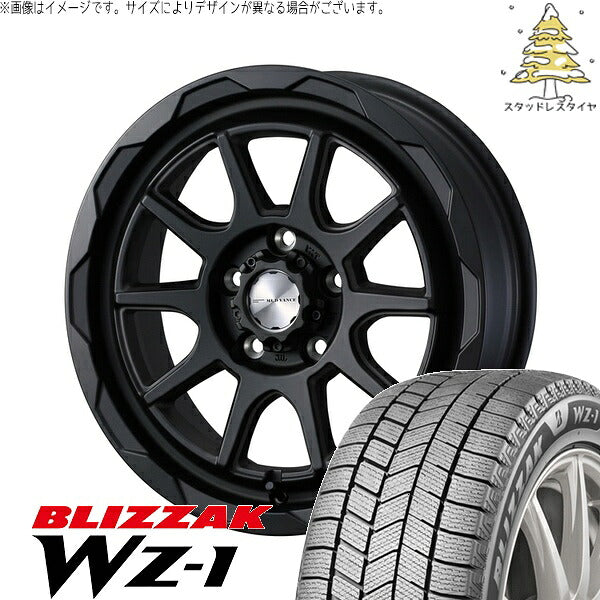 ブリヂストン ブリザック WZ-1 195/65R16 ＋ マッドヴァンス06 フルマットブラック 16インチ 6J +40 5H100P スタッドレス・ホイール4本セット。1枚目。