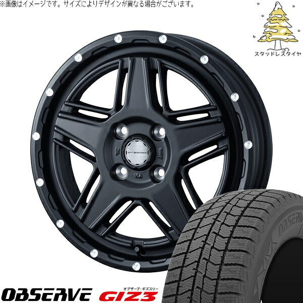 トーヨータイヤ オブザーブ GIZ3 165/55R15 ＋ マッドヴァンス07 フルマットブラック 15インチ 4.5J +45 4H100P スタッドレス・ホイール4本セット。1枚目。