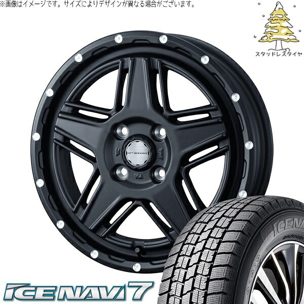 グッドイヤー アイスナビ7 165/65R15 ＋ マッドヴァンス07 フルマットブラック 15インチ 4.5J +45 4H100P スタッドレス・ホイール4本セット。1枚目。