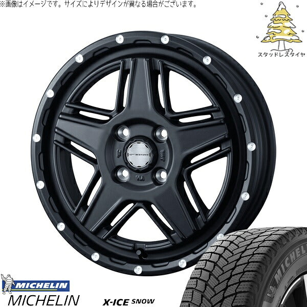 ミシュラン エックスアイス スノー 165/70R14 ＋ マッドヴァンス07 フルマットブラック 14インチ 4.5J +45 4H100P スタッドレス・ホイール4本セット。1枚目。