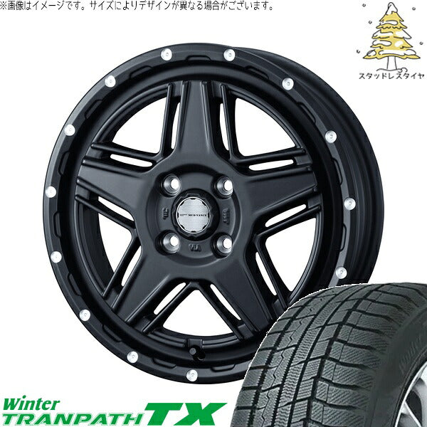トーヨータイヤ ウィンタートランパス TX 165/65R15 ＋ マッドヴァンス07 フルマットブラック 15インチ 4.5J +45 4H100P スタッドレス・ホイール4本セット。1枚目。