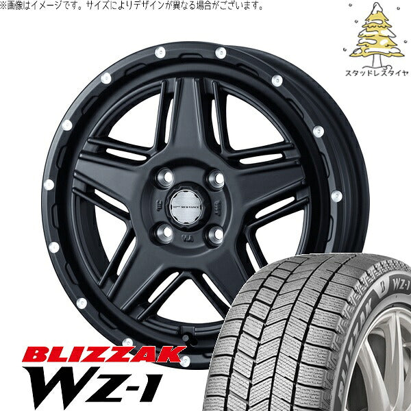 ブリヂストン ブリザック WZ-1 165/60R14 ＋ マッドヴァンス07 フルマットブラック 14インチ 4.5J +45 4H100P スタッドレス・ホイール4本セット。1枚目。