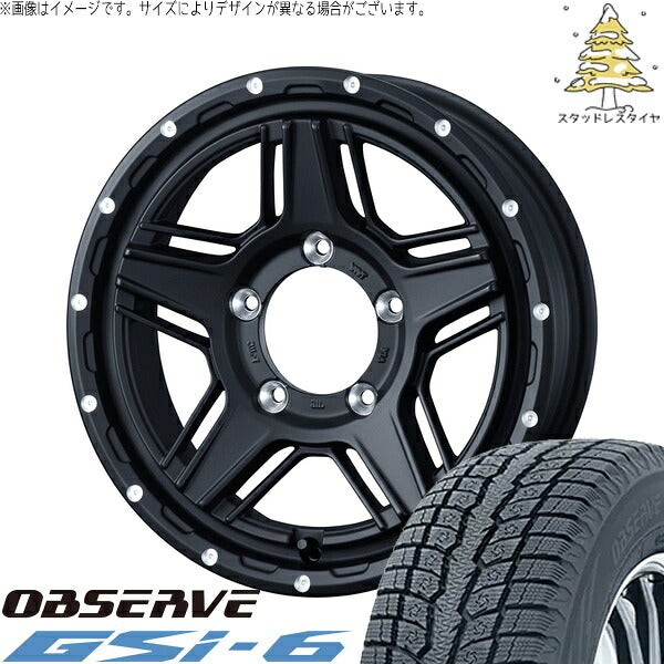 トーヨータイヤ オブザーブ Gsi-6 215/70R16 ＋ マッドヴァンス07 フルマットブラック 16インチ 5.5J +22 5H139.7P スタッドレス・ホイール4本セット。1枚目。