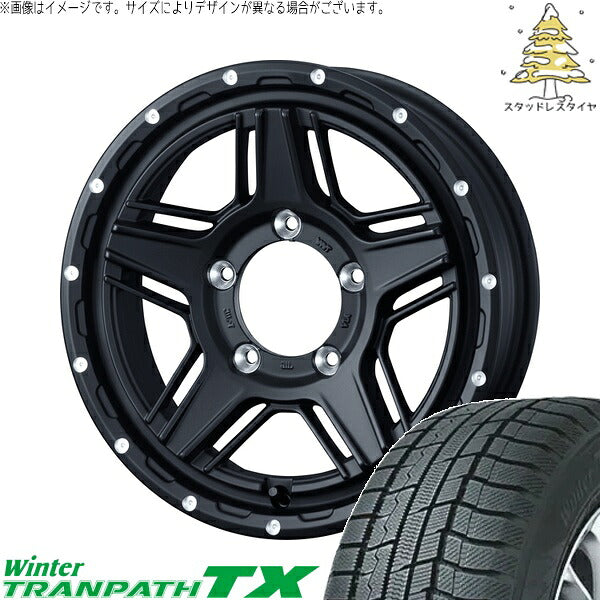 トーヨータイヤ ウィンタートランパス TX 215/70R15 ＋ マッドヴァンス07 フルマットブラック 15インチ 6J ±0 5H139.7P スタッドレス・ホイール4本セット。1枚目。